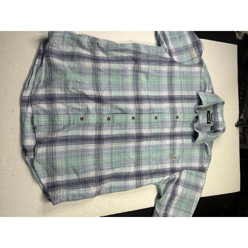 Size Medium Mens Solaris Button-Up‎ Shirt Short Sleeve (Plaid Green)
